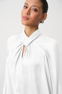 Joseph Ribkoff Satin Top With Chiffon Sleeves Style 264119