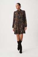 Joseph Ribkoff Animal Print Tie-Neck Trapeze Dress Style 264139