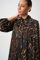Joseph Ribkoff Animal Print Tie-Neck Trapeze Dress Style 264139