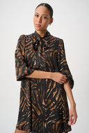 Joseph Ribkoff Animal Print Tie-Neck Trapeze Dress Style 264139