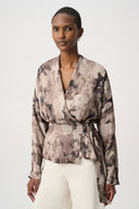 Joseph Ribkoff Abstract Print Satin Wrap Top Style 264149