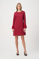 Joseph Ribkoff Satin Dress With Fringed Cuff Style 264176