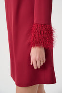 Joseph Ribkoff Satin Dress With Fringed Cuff Style 264176