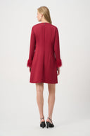 Joseph Ribkoff Satin Dress With Fringed Cuff Style 264176