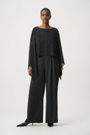 Joseph Ribkoff Rhinestone-Embellished Chiffon Poncho Top Style 264177