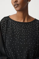Joseph Ribkoff Rhinestone-Embellished Chiffon Poncho Top Style 264177