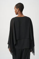 Joseph Ribkoff Rhinestone-Embellished Chiffon Poncho Top Style 264177