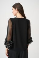 Joseph Ribkoff Embellished Bell Sleeve Trapeze Top Style 264189