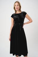 Joseph Ribkoff Velvet Fit & Flare Belted Dress Style 264209