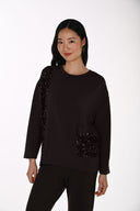 Frank Lyman Sequin Shoulder Relaxed Modal Top Style 264251