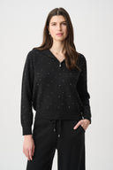 Joseph Ribkoff Embellished Hooded Pullover Sweater Style 264618
