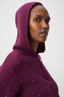 Joseph Ribkoff Embellished Hooded Pullover Sweater Style 264618