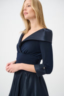 Joseph Ribkoff V-Neck Lapel Fit & Flare Dress Style 264723