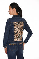 Frank Lyman Animal Print Patch Denim Jacket Style 264809