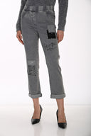 Frank Lyman Embellished Mid-Rise Denim Trousers Style 264819