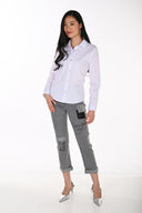 Frank Lyman Embellished Mid-Rise Denim Trousers Style 264819
