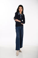 Frank Lyman Sweater with Embellished Denim Collar Style 264851