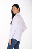 Frank Lyman Relaxed Fit Blouse With Denim Heart Panel Style 264854-4