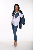 Frank Lyman Relaxed Fit Blouse With Denim Heart Panel Style 264854-3