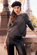 Frank Lyman Embellished Bow Detail Knit Sweater Style 264871