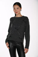 Frank Lyman Embellished Bow Detail Knit Sweater Style 264871