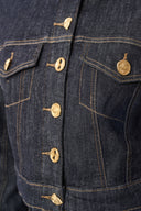 Joseph Ribkoff Statement Buttons Cropped Denim Jacket Style 264900