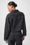 Joseph Ribkoff Statement Buttons Cropped Denim Jacket Style 264900