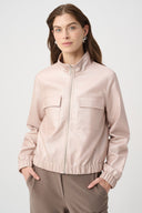 Joseph Ribkoff Metallic Leatherette Bomber Jacket Style 264907