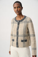 Joseph Ribkoff Plaid Straight-Fit Cardigan Style 264909