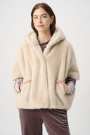 Joseph Ribkoff Short‑Sleeve Faux Fur Cocoon Coat  Style 264910.