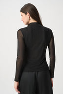 Joseph Ribkoff Rhinestone Mesh Long-Sleeve Top Style 264916