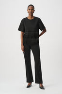 Joseph Ribkoff Faux Suede Rhinestone Fringe Top Style 264917