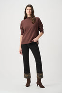 Joseph Ribkoff Animal & Rhinestone Trim Straight Jeans Style 264927