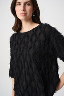 Joseph Ribkoff Boat Neck Fringe Sweater Style 264933
