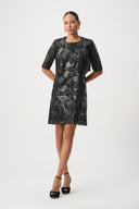 Joseph Ribkoff Faux Leather Embroidered Bolero Style 264938