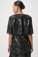 Joseph Ribkoff Faux Leather Embroidered Bolero Style 264938
