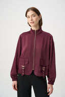 Joseph Ribkoff Satin Puff Sleeve Utility Jacket Style 264939