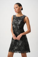 Joseph Ribkoff Faux Leather Embroidered Dress Style 264940