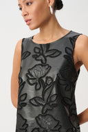 Joseph Ribkoff Faux Leather Embroidered Dress Style 264940