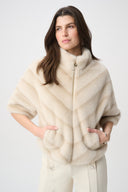 Joseph Ribkoff Chevron Print Faux Fur Jacket Style 264946