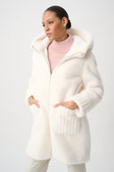 Joseph Ribkoff Knit Faux Fur Hooded Coat Style 264947
