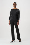 Joseph Ribkoff Pullover With Flower Applique Style 264957
