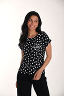 Frank Lyman Polka Dot Crew Neck Top Style 266102