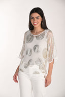 Frank Lyman Sheer Scoop Neck Pullover Style 266120