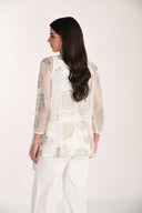 Frank Lyman Jeweled Abstract Open-Front Cardigan Style 266121