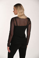 Frank Lyman Silky Knit & Mesh Hip-length Top Style 266148