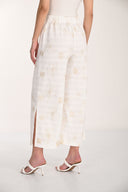 Frank Lyman Stripe Print Floral Embroidery Wide-Leg Pants Style 266318