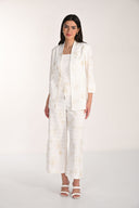 Frank Lyman Stripe Print Floral Embroidery Wide-Leg Pants Style 266318