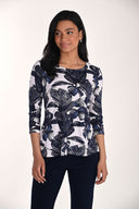 Frank Lyman Floral Print Crew Neck Top Style 266341