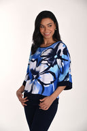 Frank Lyman Top with Floral Print 3/4 Dolman Sleeves Style 266348